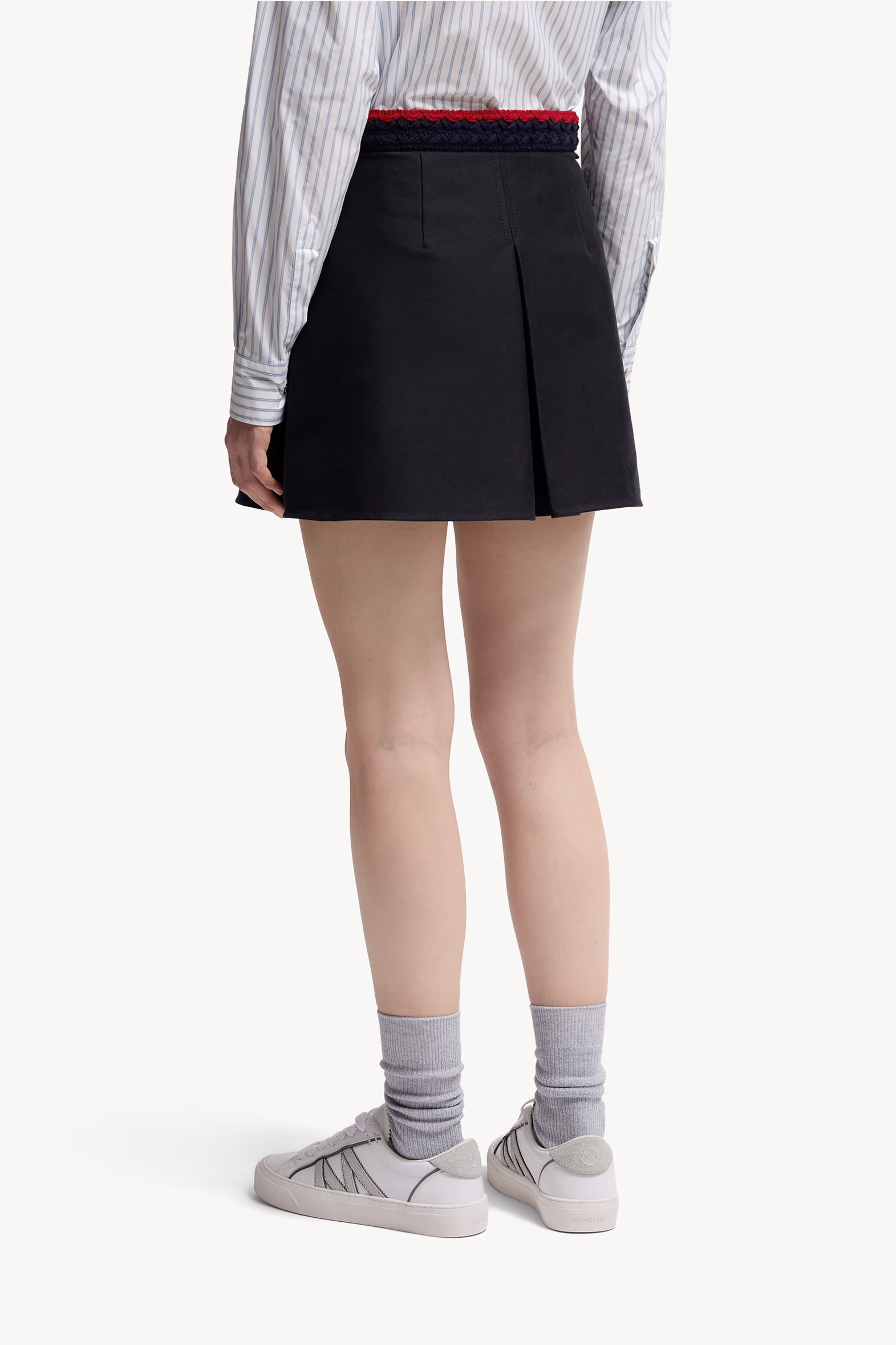 Cotton Gabardine Pleated Mini Skirt Women Navy Blue Moncler 5